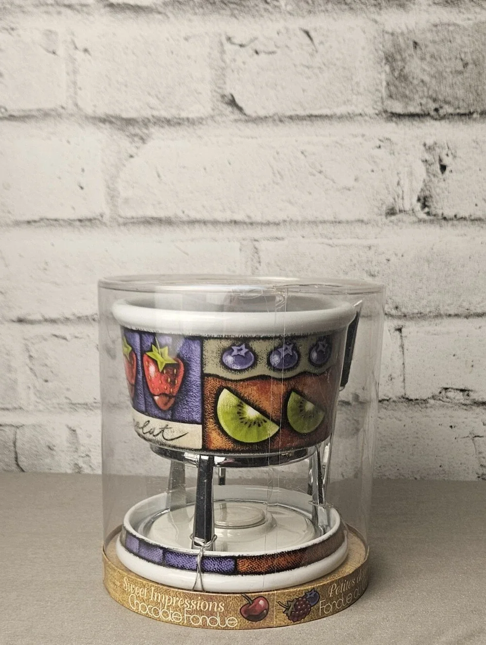 Vintage Jo!e Sweet Impressions Chocolate Fondue Set NIB Ceramic Dessert Warmer